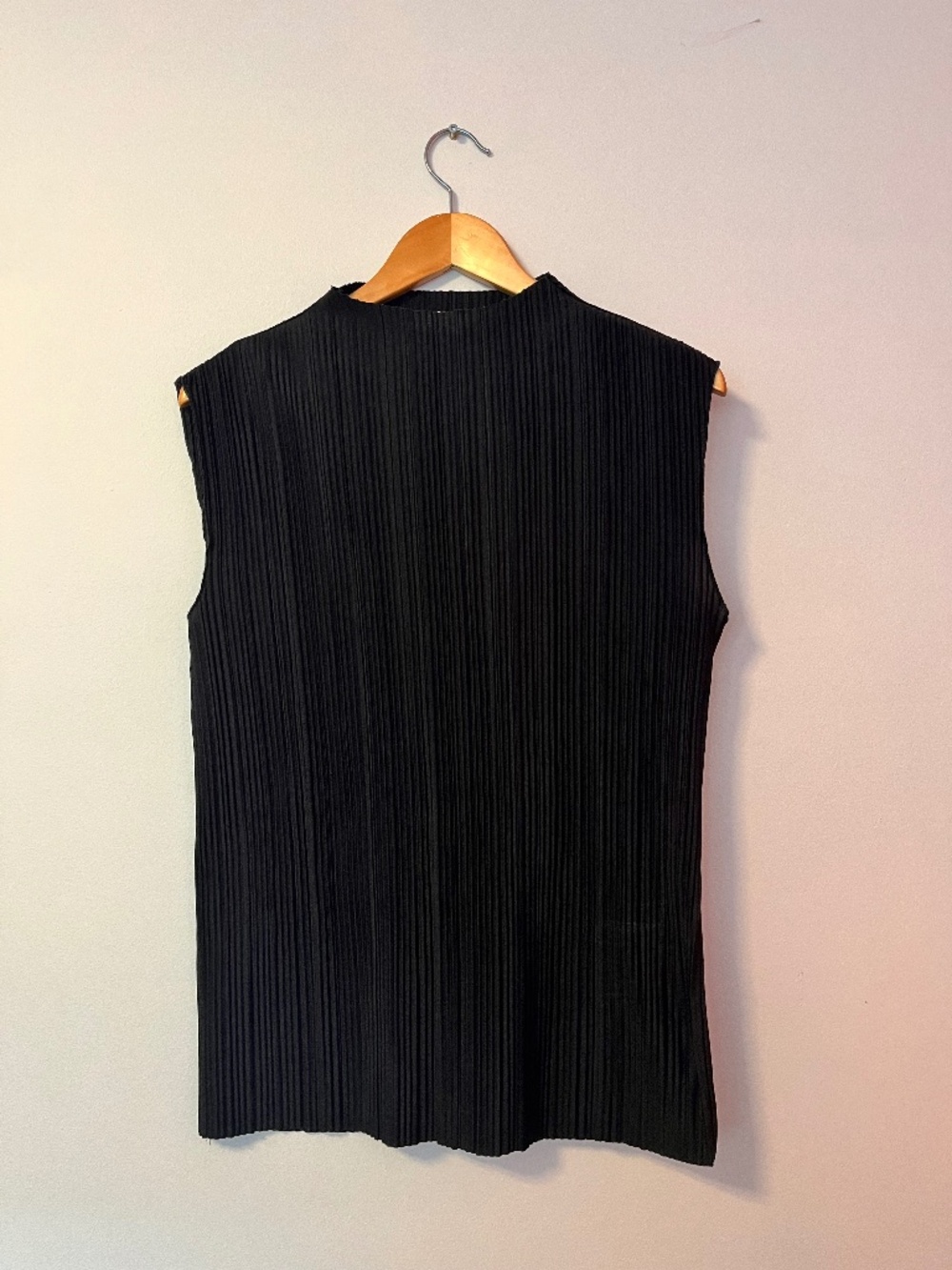 Mango Black Plisse Pleated High Neck Sleeveless Top